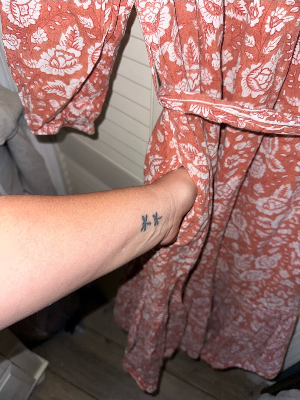 Cleobella Rust Floral Tie-Front Midi Dress - Picture 4 of 4